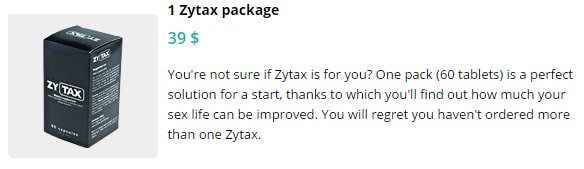 Zytax Pills 1 Package Order Online American